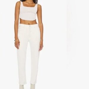 NWOT Mother Denim The Tomcat Ankle Jean (button fly) in Cream Puff, Size 32